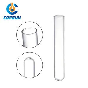 无边缘的CORDIAL试管不同尺寸的透明玻璃试管，带圆底