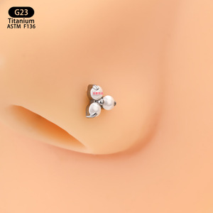 G23 <b>Titanium</b> Pearl <b>Stud</b> Earrings 4.4mm Flower Shape For Everyday Wear - Product Image 3