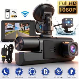 Cámara para Auto, Caja Negra HD 1080P, Pantalla IPS de 2 Pulgadas, Impermeable, Visión Nocturna, Tres Cámaras, 1 Año de Garantía - Product Image 3