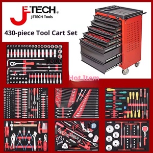 รถเข็นเครื่องมือ <span class=keywords><strong>Jtech</strong></span> 430 ชิ้น พร้อมตู้เก็บของเคลื่อนที่ 7 ชั้น 7 ลิ้นชัก สำหรับซ่อมรถยนต์ โรงรถ และเก็บของในโรงงาน - Product Image 1