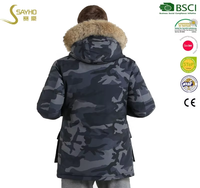 Veste parka à capuche en duvet camouflage épais pour homme, imperméable, réversible, respirante, en gros