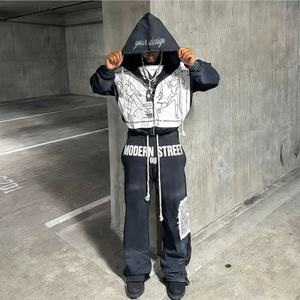 Usine de vêtements de marque privée haut de gamme, conception personnalisée de logo, survêtements en coton lourd pour hommes, vendeur de streetwear de luxe - Product Image 1