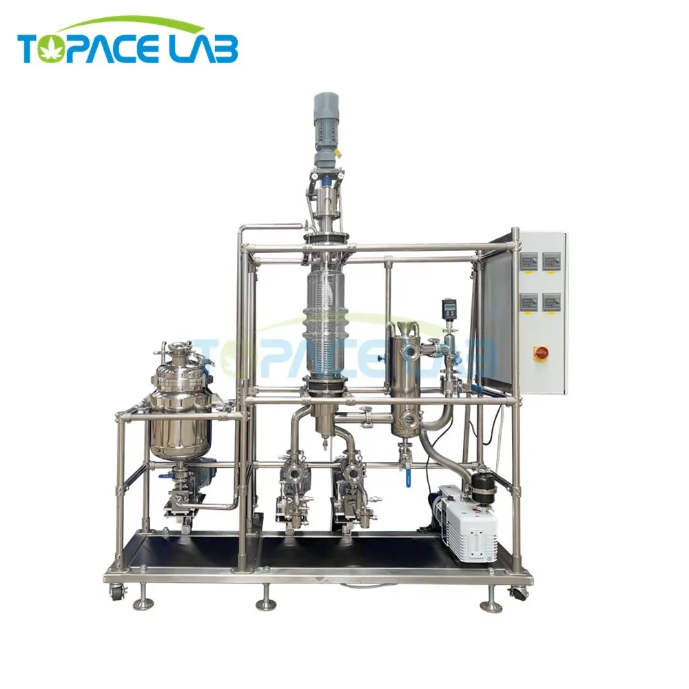 Topacelab <span class=keywords><strong>Lage</strong></span> Destillatie Temperatuur Korte Weg Moleculaire Destillatie Afgeveegd Film Verdamper Turnkey Oplossing