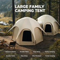 Tente de camping familiale imperméable, résistante au vent, à montage rapide, abri en dôme, tente robuste pour le bord du lac, la plage, les expéditions en plein air