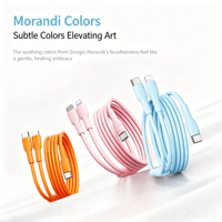 Câble de charge rapide 2-en-1 en silicone Type-C 100W 6A du fabricant OEM, avec blindage en cuivre étamé, plusieurs couleurs, pour appareils numériques