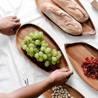 Plateau de service en bois écologique avec poignées pour fêtes, rangement de fruits secs, plateau de petit-déjeuner, décoration de table de cuisine et organisateur