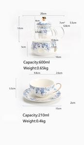 <span class=keywords><strong>Tetera</strong></span> y <span class=keywords><strong>taza</strong></span> florales azules y blancas Vintage para <span class=keywords><strong>una</strong></span> persona con llantas doradas, té para un juego de <span class=keywords><strong>tetera</strong></span> de porcelana - Product Image 6