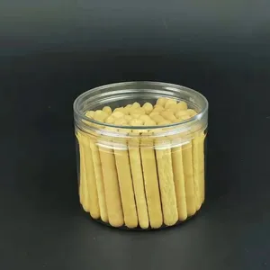 100毫升250克500毫升宽口宠物塑料罐透明空饼干塑料容器，带金铝盖，用于食品包装