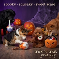 Ensemble de jouets en peluche pour chien Halloween, comprenant des jouets couineurs, des chauves-souris, des citrouilles, des yeux, des sucettes et des paniers de bonbons, jouets à mâcher pour animaux de compagnie pour les fêtes, vente en gros