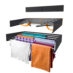 Séchoir à linge mural rétractable robuste, séchoir à linge pliable dissimulé pour balcon, salle <span class=keywords><strong>de</strong></span> bain, gain <span class=keywords><strong>de</strong></span> place à domicile - Product Image 1