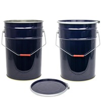 Bidon de peinture de 5 gallons en acier métallique de 20L avec couvercle Seau noir de 25L avec anneau de verrouillage Fer-blanc pour la peinture et l'emballage de produits chimiques