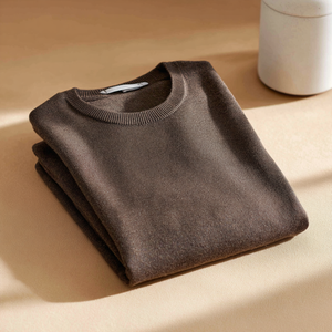 Sweater Rajut Pria Bahan Campuran Wol Kerah Bulat Tebal Sedang untuk Musim Gugur, OEM Anti-Kerut Anti-Susut Bernapas - Product Image 4