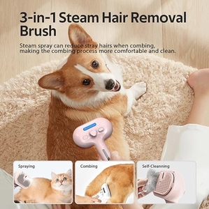 Kattenstoomborstel 3 In 1 Stomende Huisdierenontharingskamborstel Zelfreinigende Antistatische Effectieve Haarverwijderingsborstel - Product Image 5