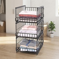 Mobiele 3-laags metalen draadrek organizer met wielen voor keuken, badkamer, kantoor, huisartikelen opbergen