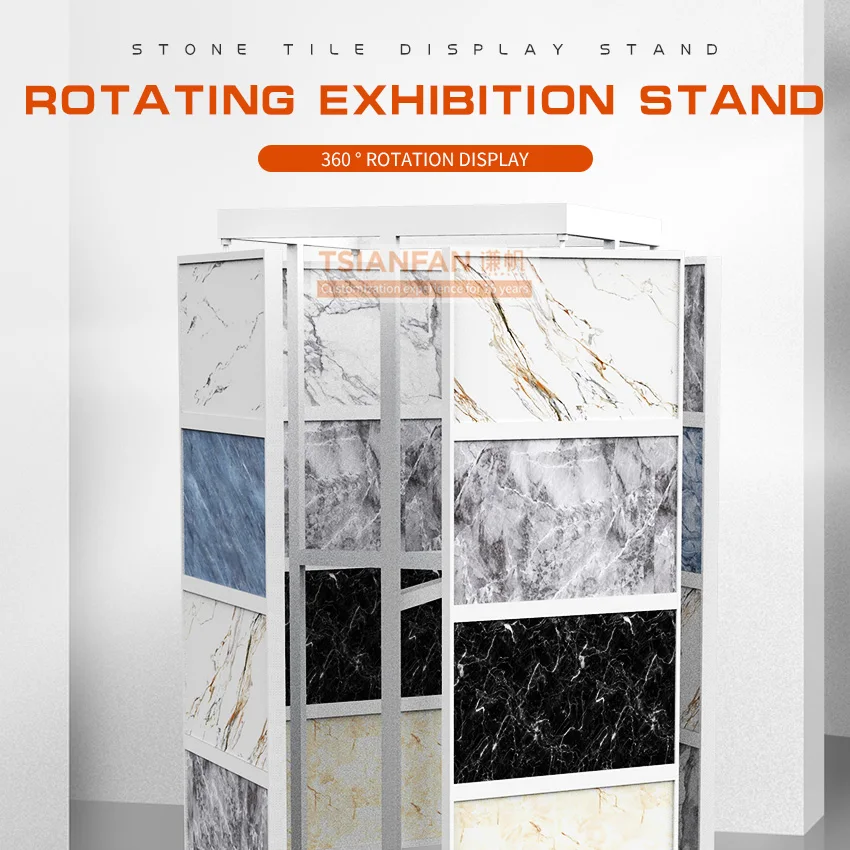 Hot selling rotatable floor stand for showroom display artificial stone marble quartz stone granite ceramic tile display rack