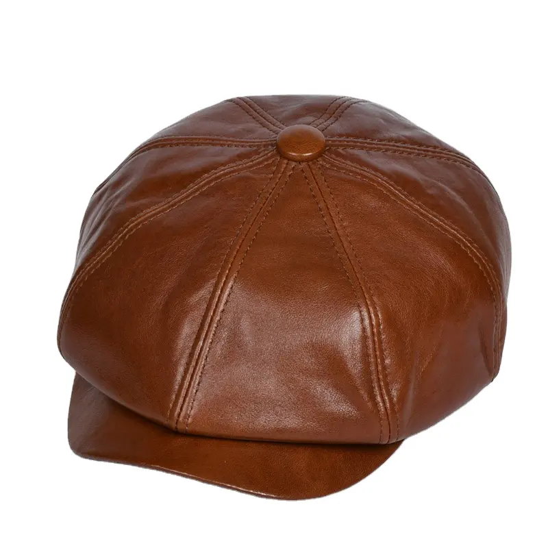 Men Octagonal Beret Autumn Winter British Caps Retro Fashion Male Leather Gastby Hat