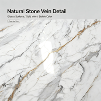 Grande dalle de pierre frittée Carrara Gold brillante, panneau de marbre artificiel pour la décoration de projets hôteliers et commerciaux