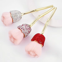 Nettoyage des ongles en nylon avec des strass brillants de luxe personnalisés, des zircons, une poignée douce, pour l'art des ongles, des fleurs de rose