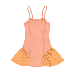 Robe de yoga pour bébé fille, été, bleu, imprimé, sans manches, longueur genoux, fleurs, tissu respirant, GSD3693 - Product Image 3