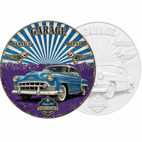 Plaque Métallique Gaufrée Personnalisée OEM Direct Usine, Décoration Murale Atelier, Thème Garage Vintage, Réparation Automobile, Bleu Classique, pour Berlines