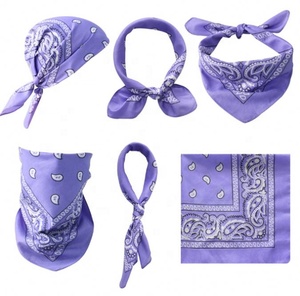 Venta al por mayor Headwear Red Paisley Design Pañuelo cuadrado Pañuelo impreso personalizado - Product Image 6
