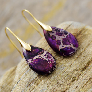 Pendientes de gota con piedra de oro púrpura, joyería de fiesta para mujer, accesorio de moda - Product Image 1