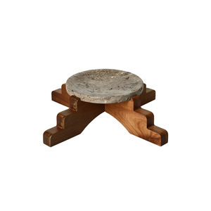 <span class=keywords><strong>Plateau</strong></span> de service rond en marbre et <span class=keywords><strong>bois</strong></span> avec base en <span class=keywords><strong>bois</strong></span> massif Présentoir de table et de bureau à un niveau pour bijoux et thé - Product Image 6