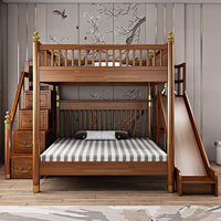 Lit superposé en bois massif personnalisable de luxe avec glissière et rangement, meubles de chambre à coucher pour enfants