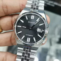 Business Tsuyosat Herren Automatische Mechanische Armbanduhr Schwarzes Strukturiertes Zifferblatt Leuchtend Citizent Edelstahl Reloj NK0020
