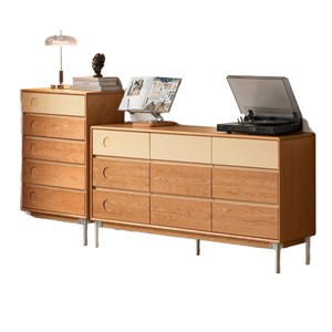 Modern Minimalist Cherry Wood <b>Chest</b> Of Drawers Solid Wood <b>Storage</b> Cabinet Bedroom Dresser Household Furniture - Product Image 3