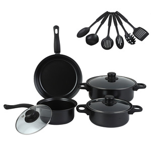 Herramientas <span class=keywords><strong>de</strong></span> cocina personalizadas, juego <span class=keywords><strong>de</strong></span> utensilios <span class=keywords><strong>de</strong></span> cocina antiadherentes con juego <span class=keywords><strong>de</strong></span> ollas y sartenes y tapa, 13 piezas, utensilios <span class=keywords><strong>de</strong></span> cocina <span class=keywords><strong>de</strong></span> <span class=keywords><strong>hierro</strong></span> fundido negro - Product Image 5
