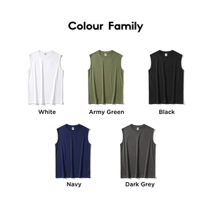 Super Comfort High Density Woven 100% Cotton Blank Casual Regular Sleeve NY21213 Unisex 220gsm Stretchy Breathable <b>Plain</b> Singlet - Product Image 5