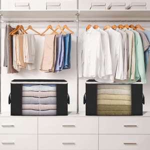 Large Storage Bags with Zipper and Clear Window Non-woven Fabric Storage Containers for Seasonal Clothes and Bedding - Product Image 5