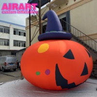 Décoration suspendue gonflable géante : sorcier citrouille, citrouille géante de dessin animé avec chapeau de sorcière