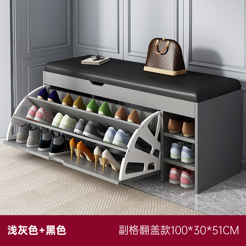 [Flip-top with secondary compartment] Light gray 100*30*51cm