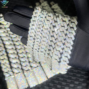 Dây chuyền kim cương Moissanite VVS 2 hàng, rộng 8mm-15mm, bạc nguyên chất S925, kiểu dây Cuban Link Hiphop, trang sức thời trang - Product Image 6