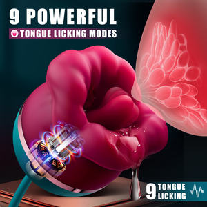 Mini Masajeador con Diseño de Rosa y 9 Vibraciones, Vibrador con Simulación de Lengua - Product Image 2