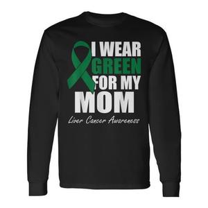 Indosso la maglietta verde a maniche lunghe per la consapevolezza sul cancro al fegato della mia mamma - Product Image 1