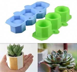 I-0010 DIY Moule en silicone à 3 trous, rond, géométrique, polygonal, pour pot de fleurs, vase, cactus, maison et jardin, style américain - Product Image 1