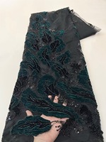 NI.AI Luxe Haute Qualité Broderie Florale Filet Perlé Dentelle Velours Flocage Séquence Avec Perles pour Robe De Mariée Matériaux