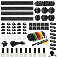 Lot de 204 attaches-câbles auto-adhésives en plastique, kit de gestion de câbles multi-usages avec crochets pour l'organisation des fils à la maison, au bureau et sur le bureau