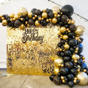 Party Backdrop Hot Sale Grid Gold Mirror Shimmer Sequin Wall Panels Wedding Party Decoration Advertising Backdrop Square Sequin Shimmer Wall