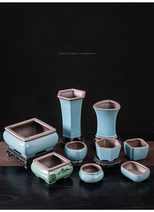 Maceta de Cerámica Creativa de Arcilla Morada, Maceta Minimalista Transpirable para Plantas Verdes de Escritorio, Múltiples Estilos Disponibles - Product Image 3