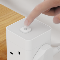 Multiprise de protection contre les surtensions à 3 broches UK 13A 250V, usage intensif intérieur, avec ports USB 2A2C