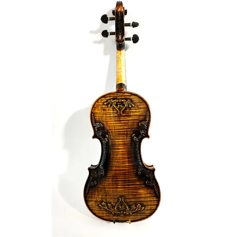 Óleo avançado da fábrica esmalte violino feito à mão padrão personalizável antiguidade 4/4 violino esculpido violino