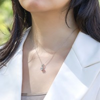 Collier pendentif chaîne en câble en argent sterling 925 plaqué or blanc avec diamants sertis pour femme