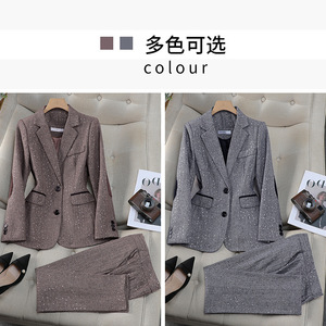 Elegant Women's Sequined Suit Set Full Sleeve Polyester Autumn Anti-Wrinkle Street Style - Product Image 2
