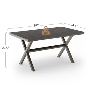 AJUNION ensemble de salle à manger d'extérieur en aluminium plastique bois <span class=keywords><strong>table</strong></span> à manger <span class=keywords><strong>rectangulaire</strong></span> pour jardin patio <span class=keywords><strong>balcon</strong></span> porche bord de la piscine - Product Image 5