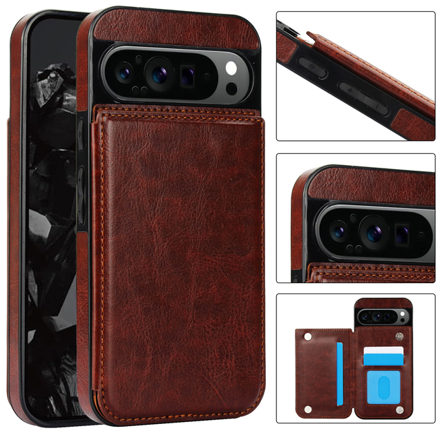 Magnet PU Leather Wallet Case for Google Pixel 9 Pro XL Pixel9 Pro Pixel 8A 8 Slim Stand Back Cover