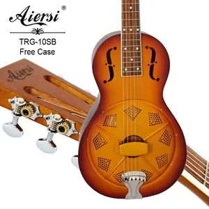 Merek Aiersi Sunburst warna Resonator Parlour gitar bluegrass musik TRG10SB